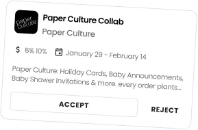 A brand collaboration offer from Paper Culture