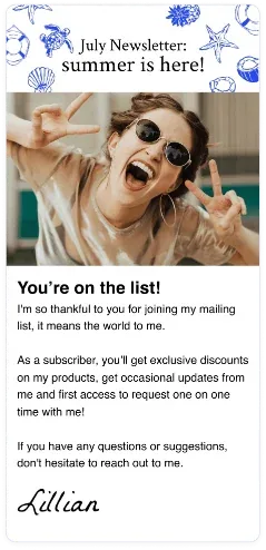 A newsletter sign-up page