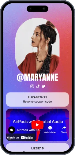 Beacons link in bio pages on three phones