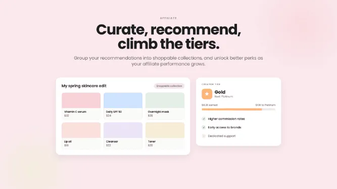 Affiliate collections and Creator Tiers