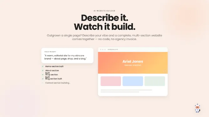 AI Website Builder: a full website, built for you