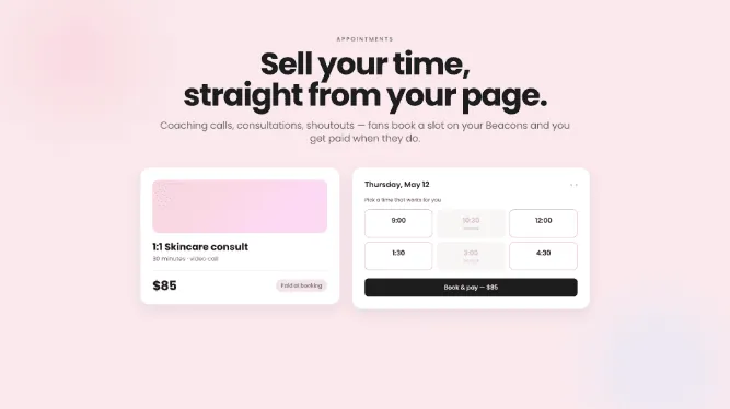 Appointments: sell your time straight from your page