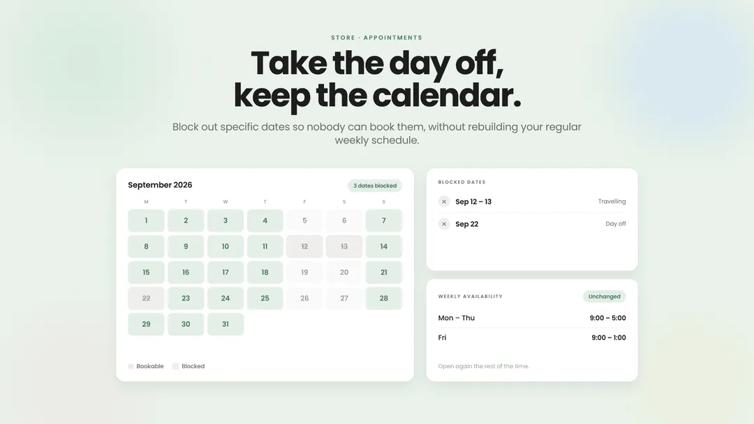 Block out the dates you don't want booked