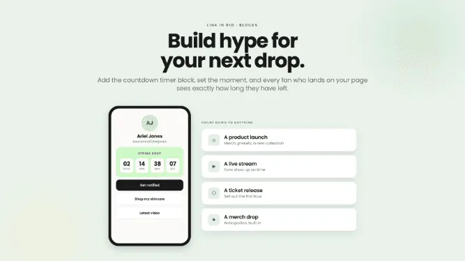Build hype for your next drop with the countdown timer block