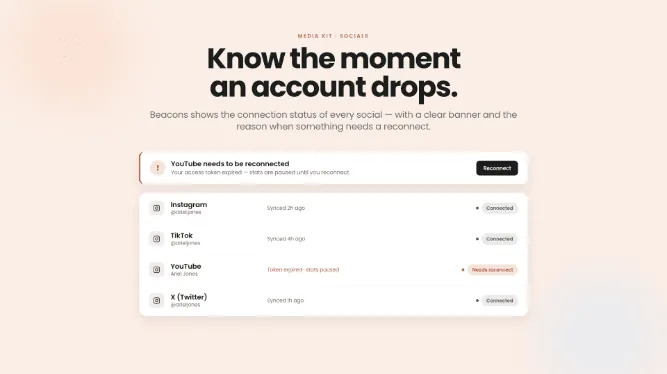 Connection status banners: know the moment a social disconnects