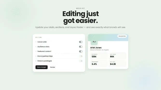 Media kit editing, rebuilt to be faster