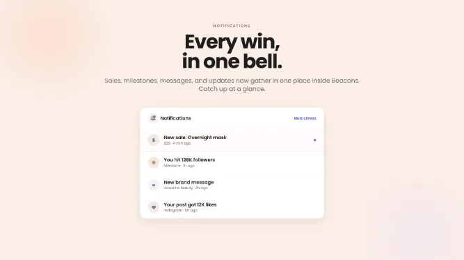 Notifications center: every win in one place
