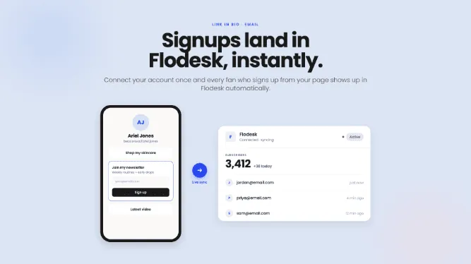 Send Link in Bio signups straight to Flodesk