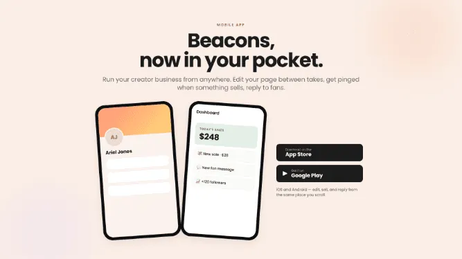 The Beacons app for iOS and Android